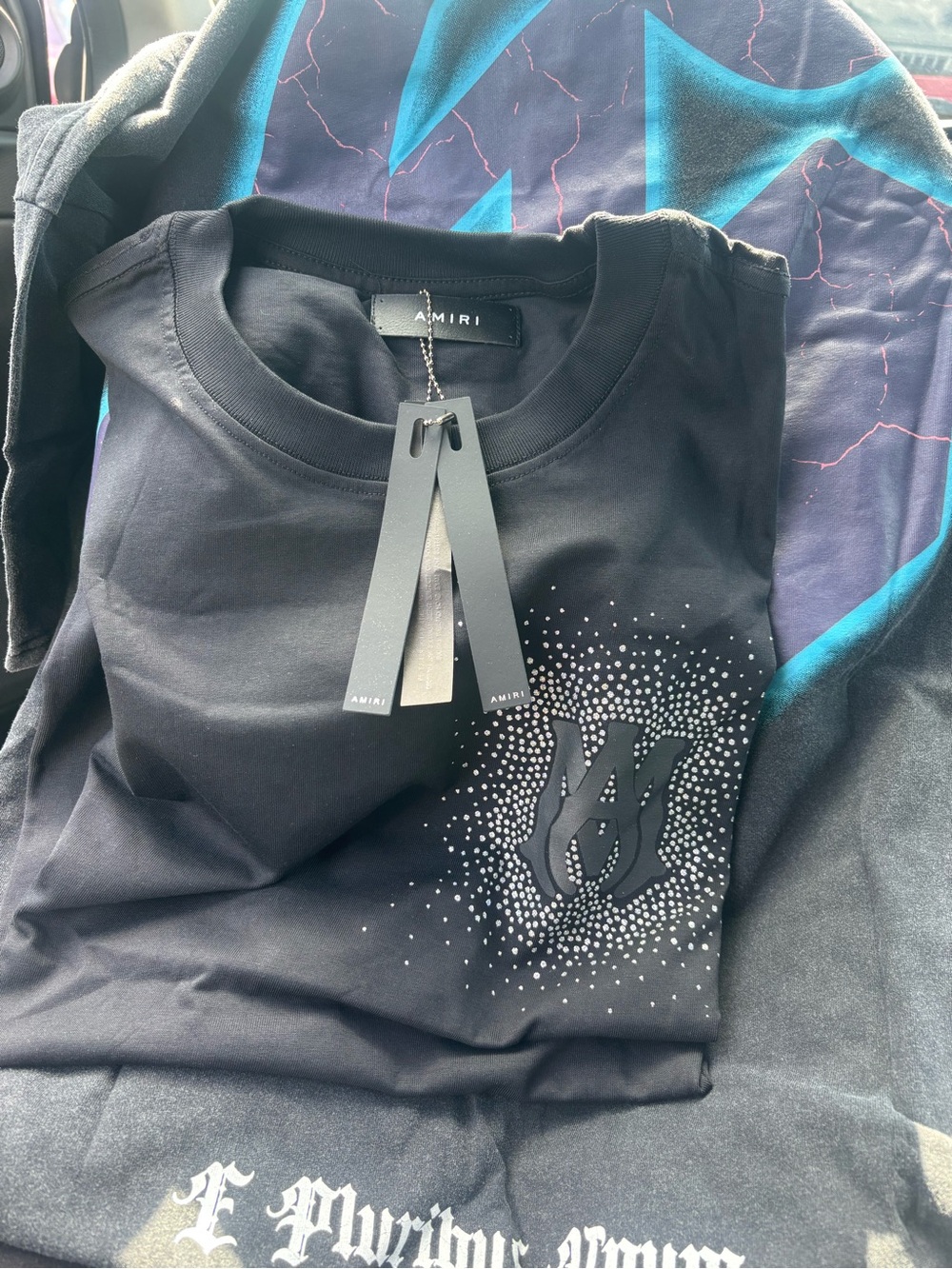 AMIRI Black T-Shirt with Studded Logo Detail
